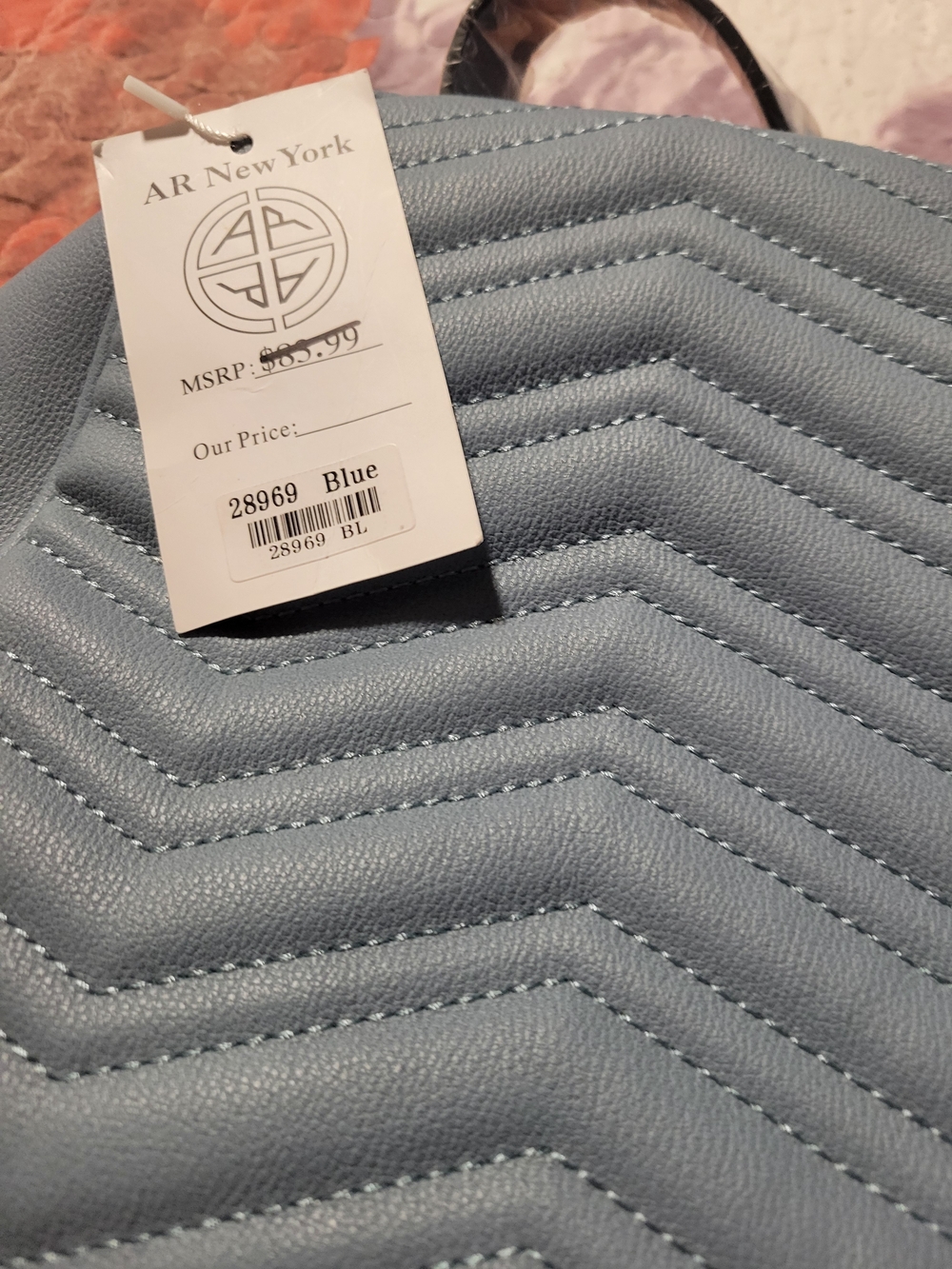 AR New York Light Blue Quilted Chevron Accent Piece. Bac Pac PURSE.